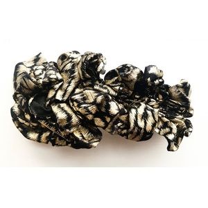 Vintage black & gold ruffled fabric hair comb